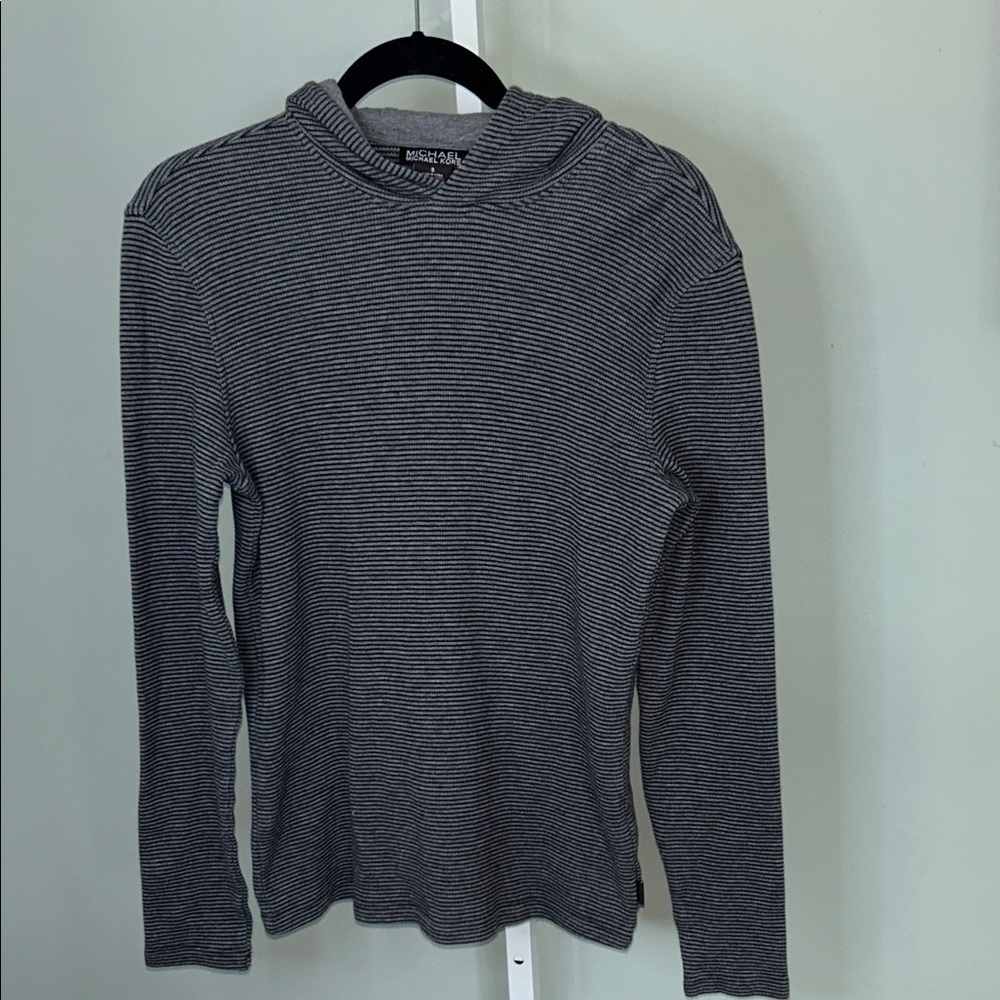 Michael Kors Grey & Black Striped Hoodie Size Small